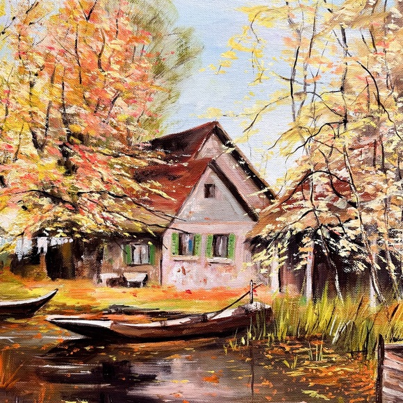 Vintage signed oil painting landscape - Picture 7 of 10